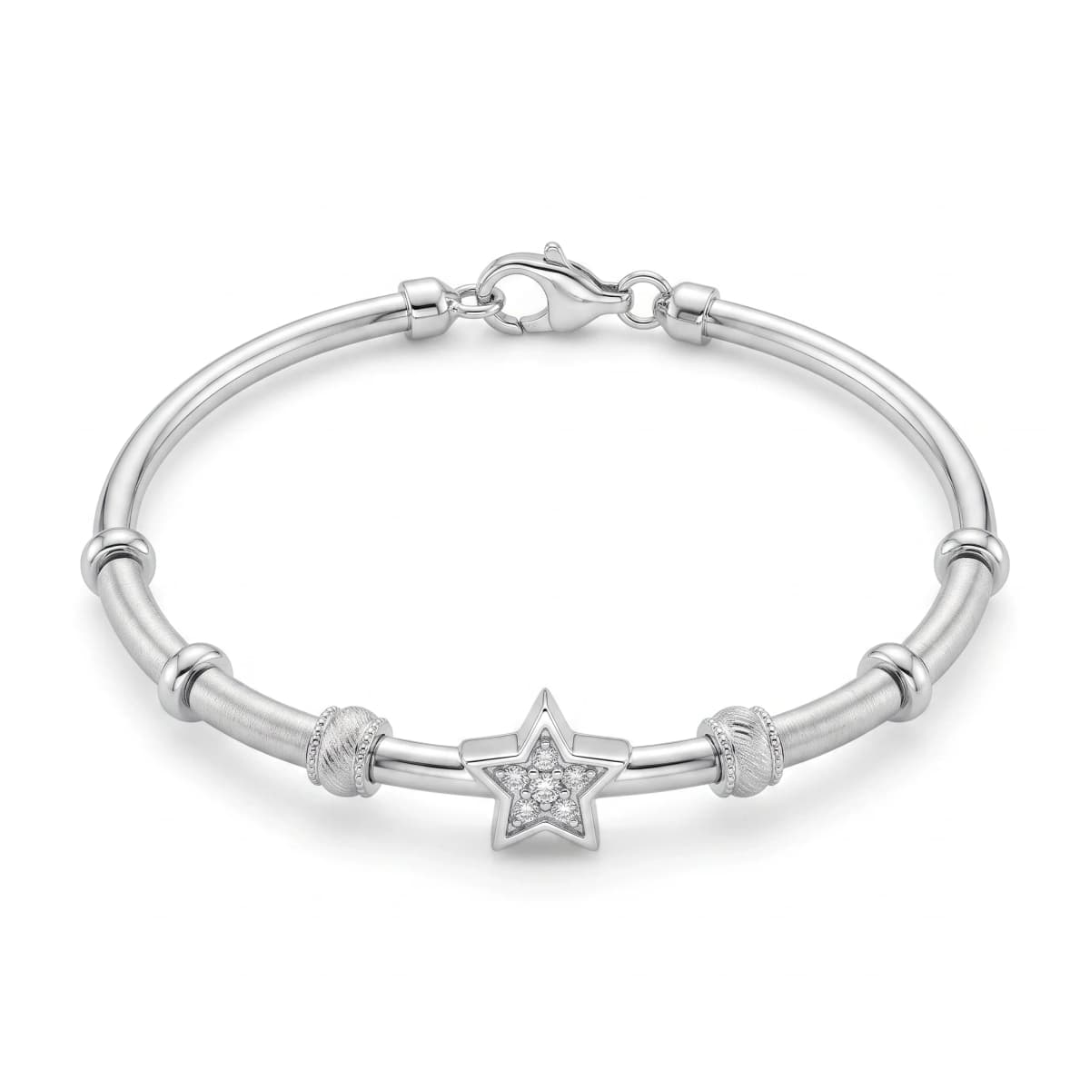 Belaroq Estelle Halo Emblem White Gold Diamond Bangle Bracelet