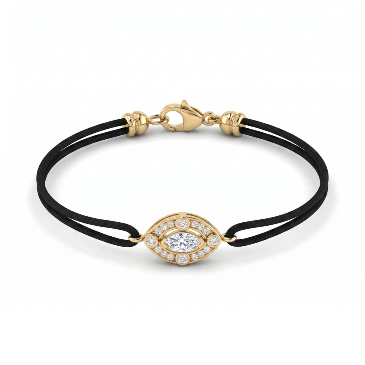 Belaroq Ilaria Trefoil Eclat Yellow Gold Lab Diamond Cord Bracelet