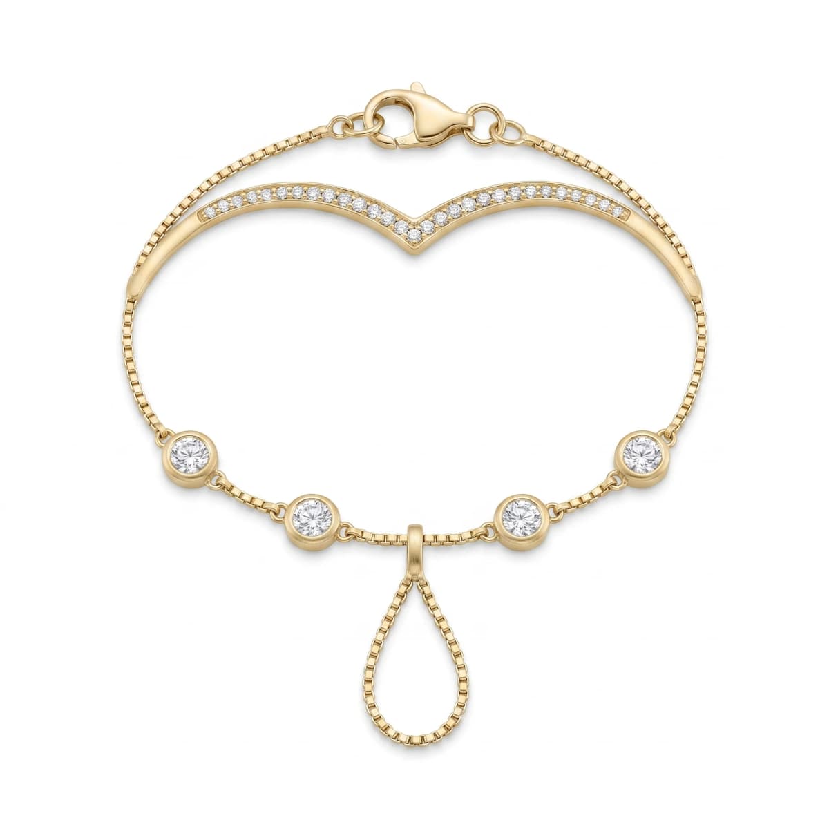 Belaroq Elara Lumen Aube Yellow Gold Lab Diamond Finger Bracelet