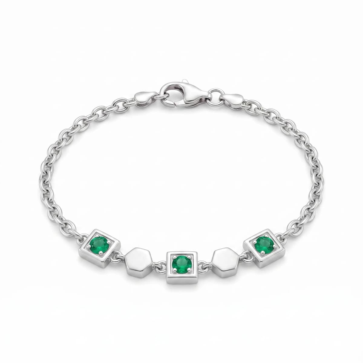 Belaroq Solene Grace Noble Silver Emerald Bracelet