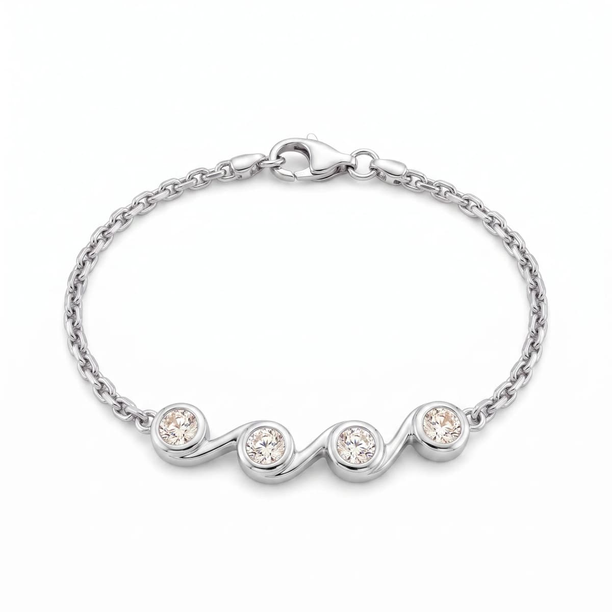 Belaroq Ilaria Trefoil Mode White Gold Zirconia Bracelet