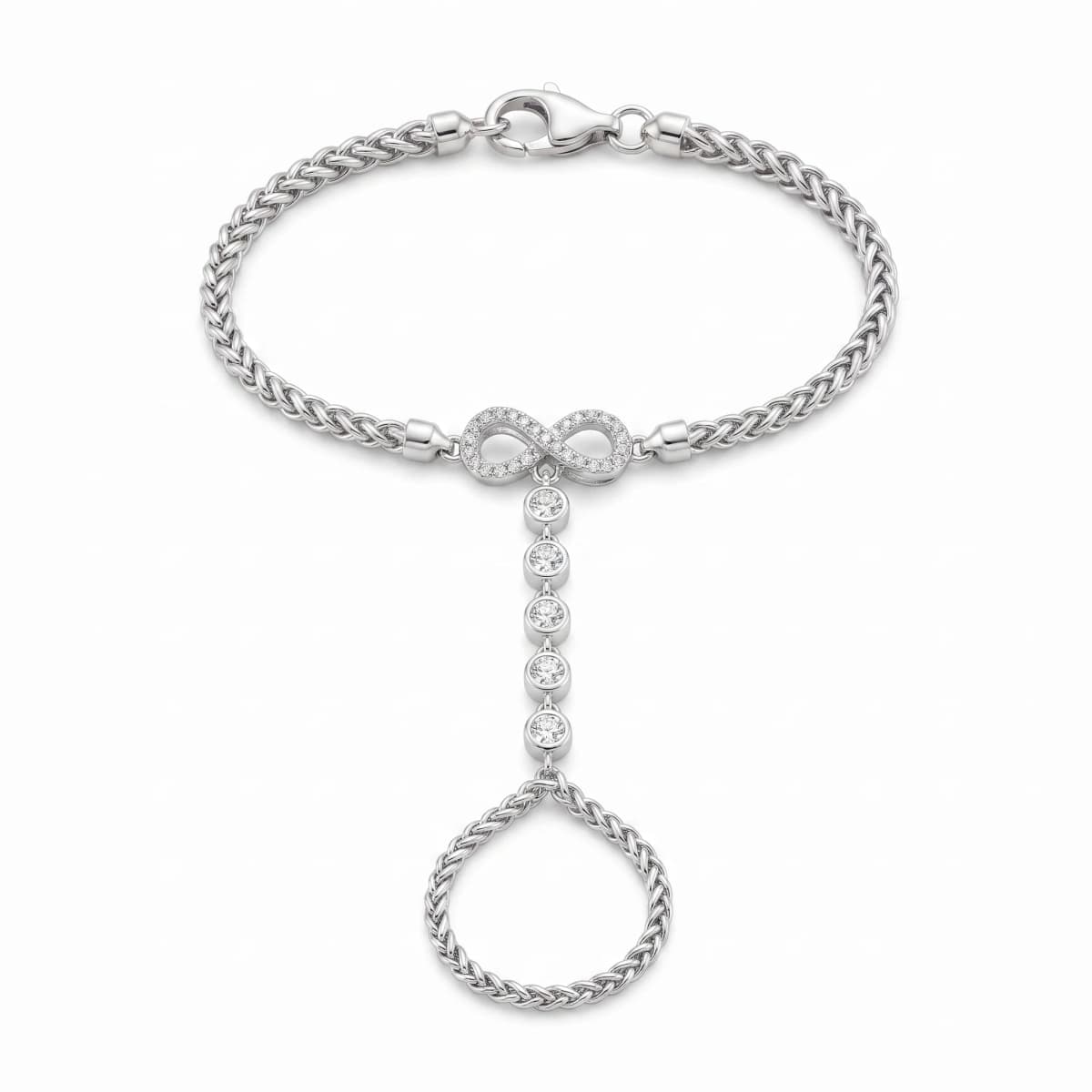 Belaroq Esmere Lyric Verve White Gold Lab Diamond Finger Bracelet