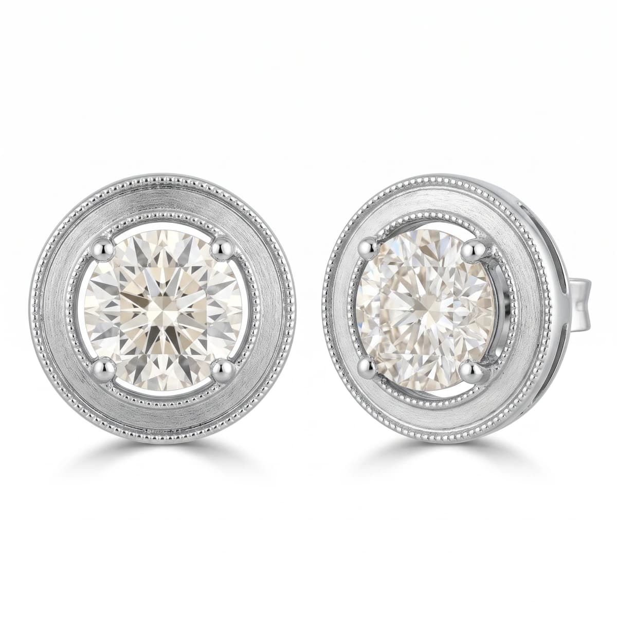 Belaroq Alouette Trefoil Milgrain White Gold Lab Diamond Earrings