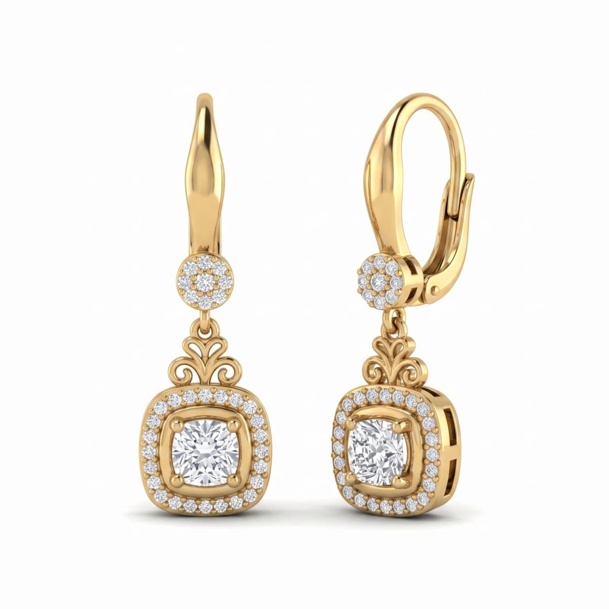 Belaroq Veyra Maris Radiant Yellow Gold Diamond Earrings
