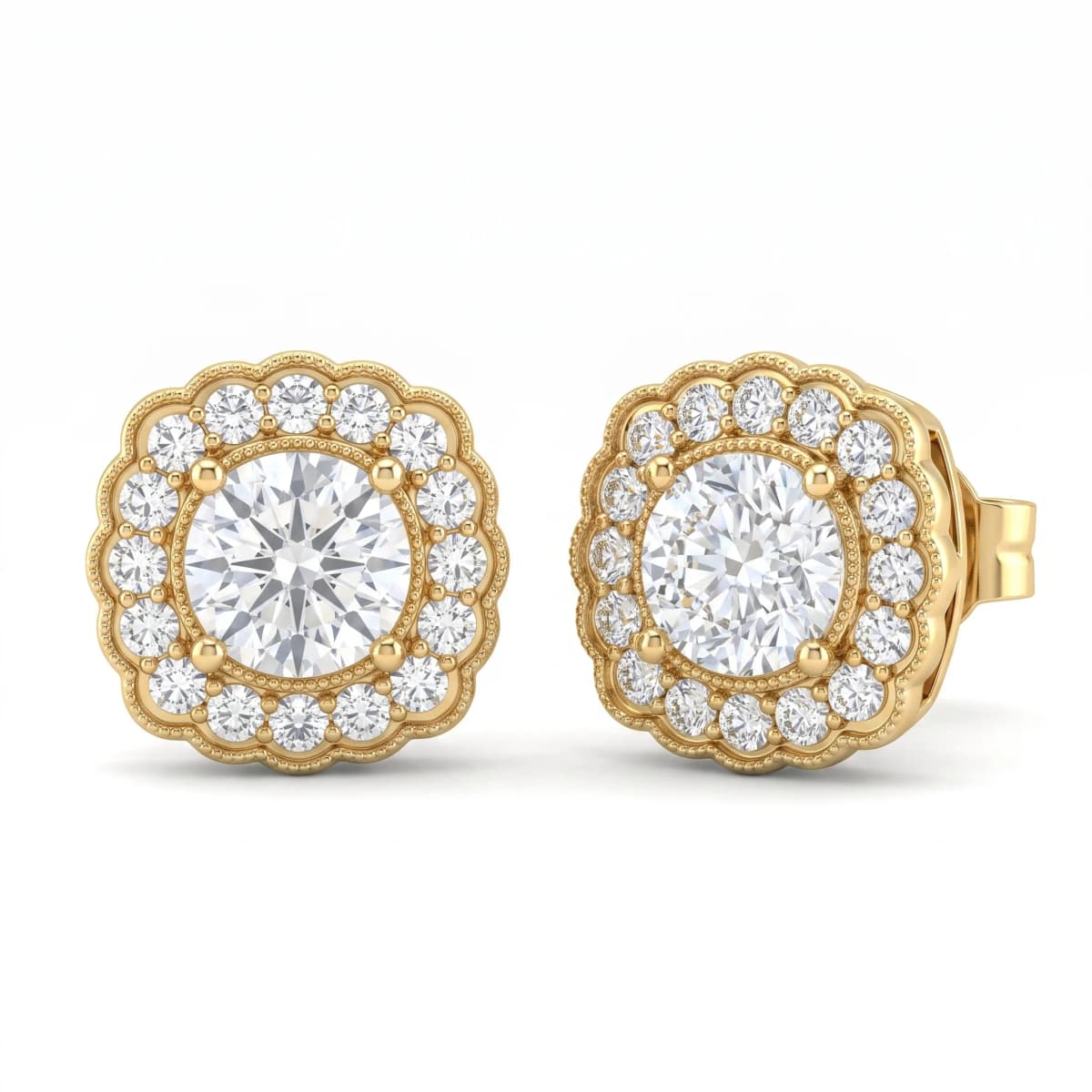 Belaroq Lyra Orchid Keepsake Yellow Gold Diamond Earrings
