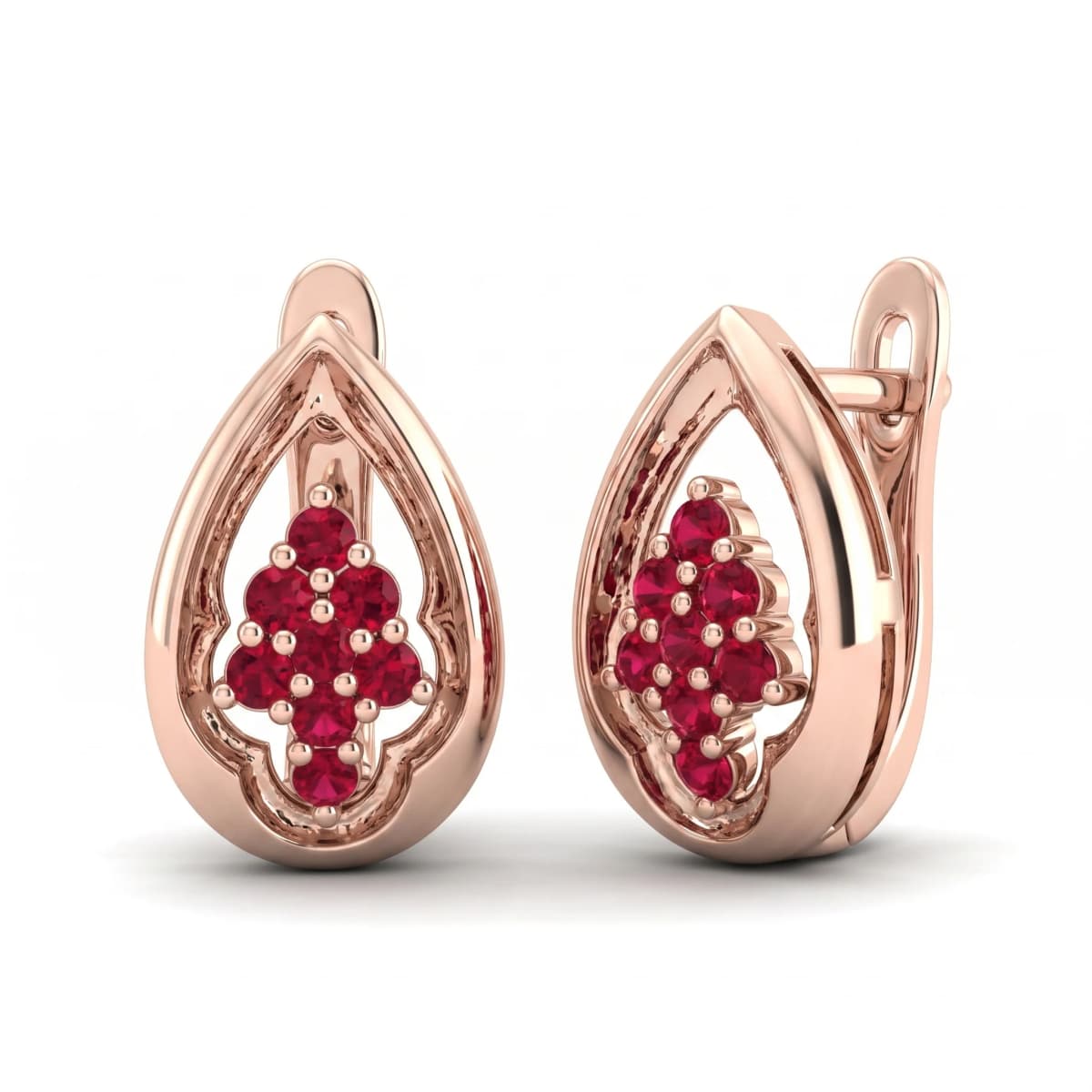 Belaroq Opaline Trellis Reflet Rose Gold Ruby Earrings