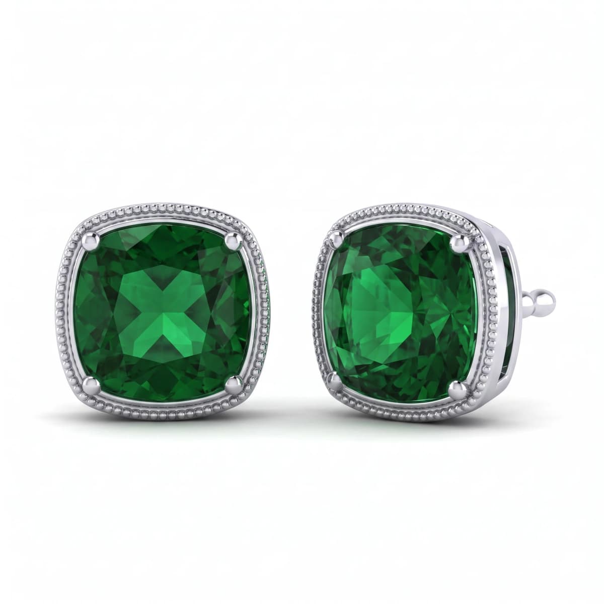 Belaroq Alouette Trefoil Aube White Gold Emerald Earrings