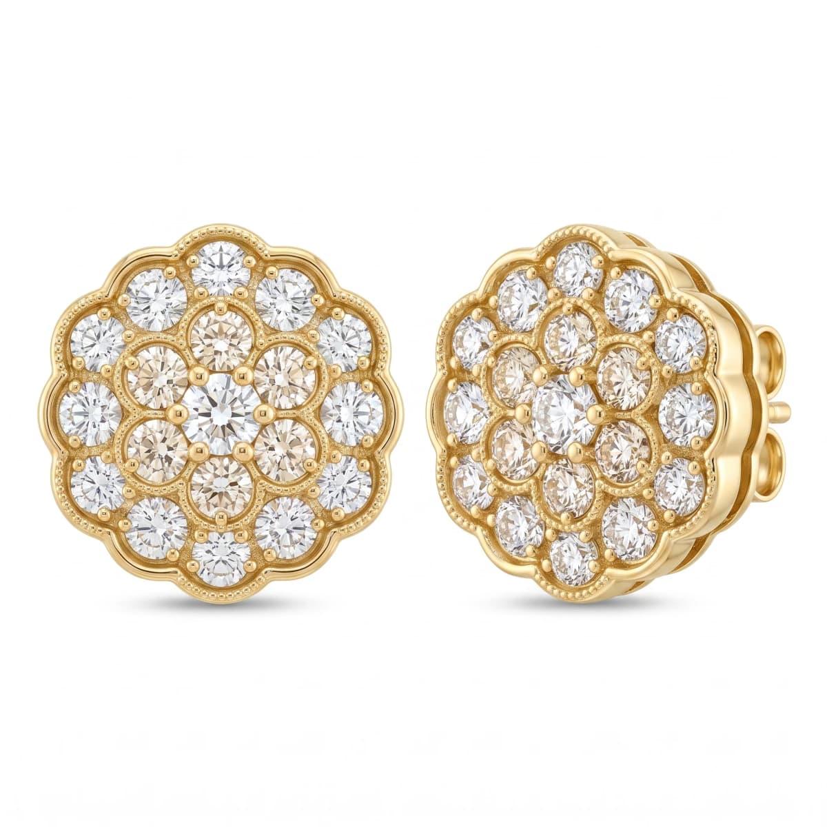 Belaroq Esmere Pave Emblem Yellow Gold Diamond Earrings