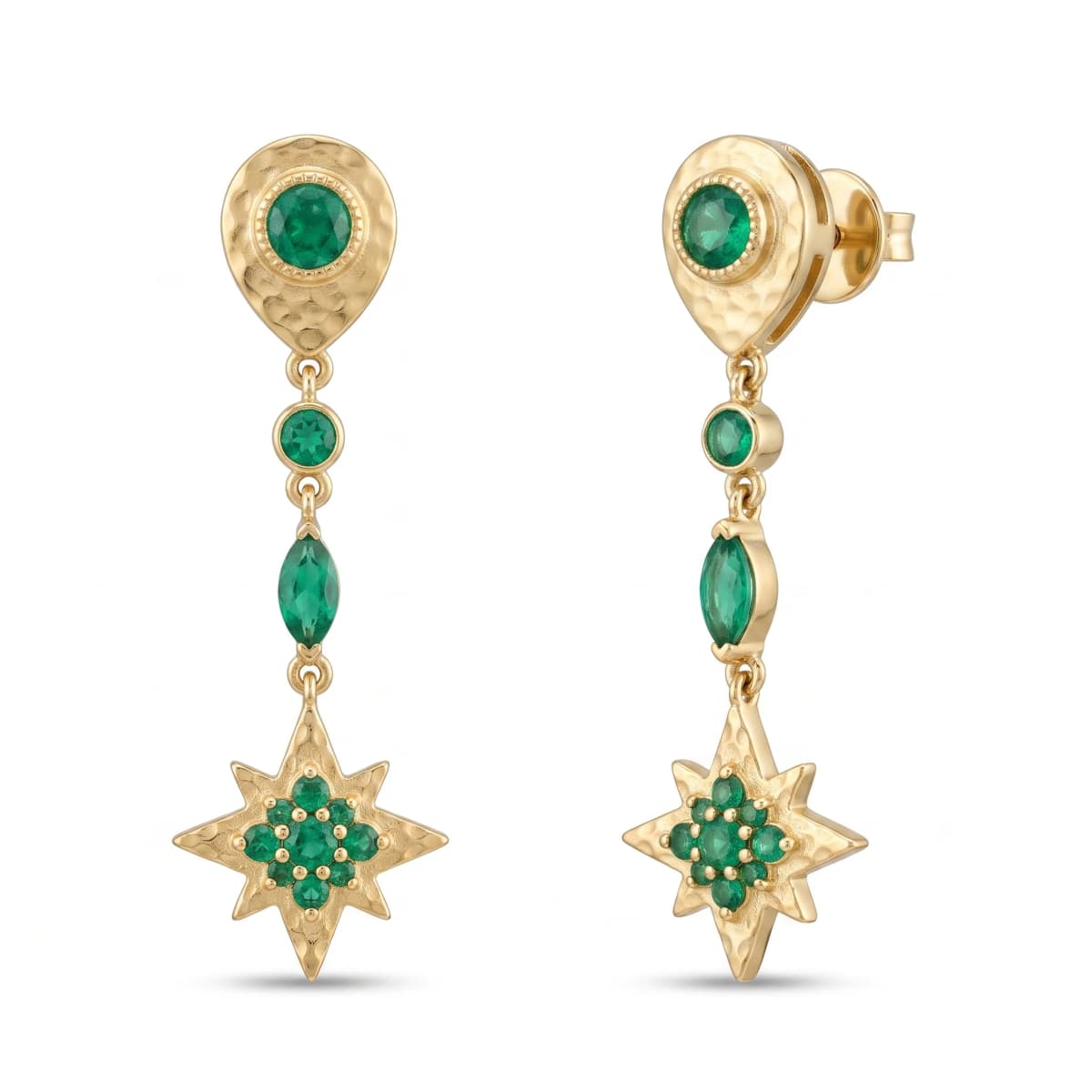 Belaroq Novelle Fleur Ethereal Yellow Gold Emerald Earrings