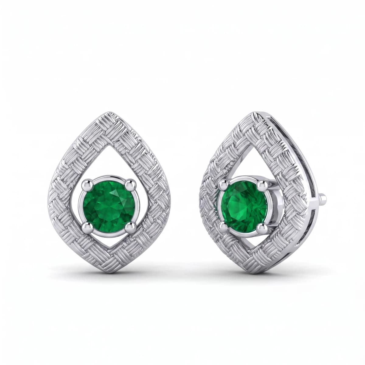 Belaroq Orielle Flora Lattice White Gold Emerald Earrings