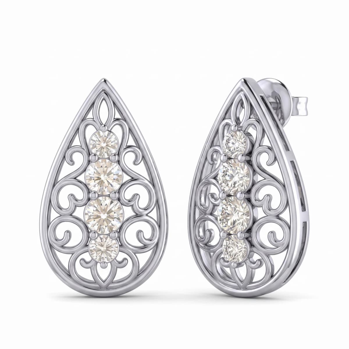 Belaroq Velora Wisp Radiant White Gold Diamond Earrings