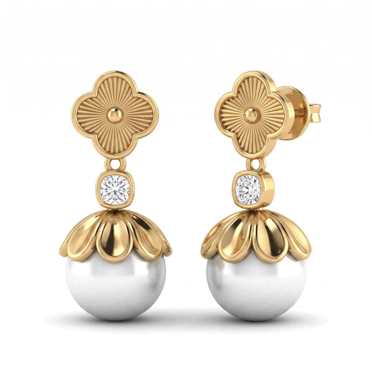 Belaroq Vesper Dew Couture Yellow Gold Pearl Earrings