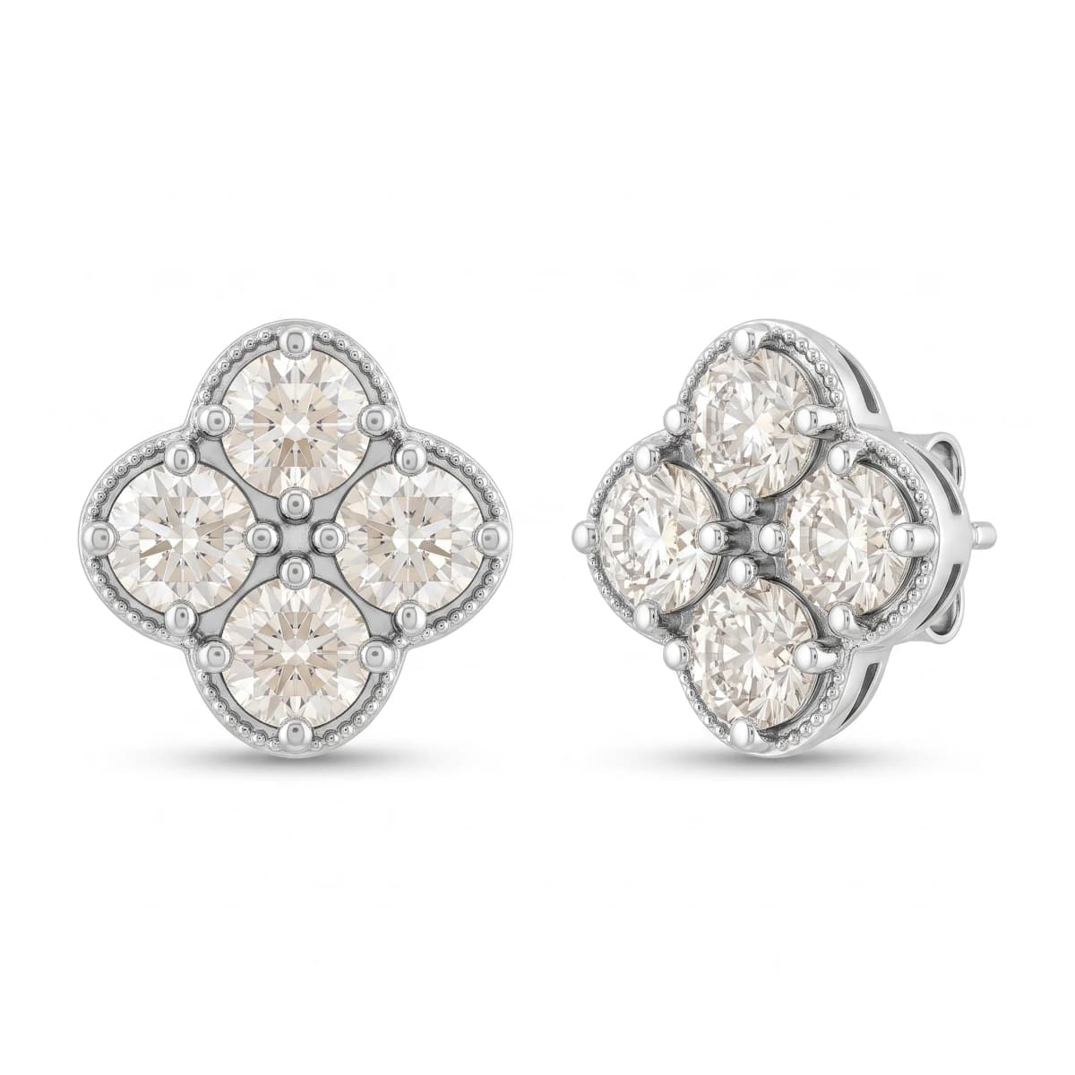 Belaroq Sienna Crown Milgrain White Gold Lab Diamond Earrings