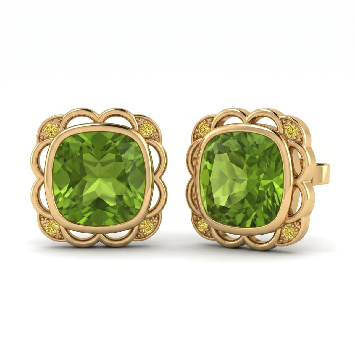 Belaroq Elara Leaf Opus Yellow Gold Peridot Earrings