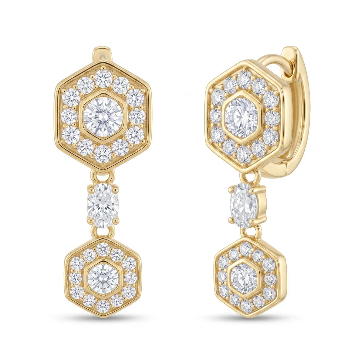 Belaroq Alouette Trefoil Adorn Yellow Gold Lab Diamond Earrings