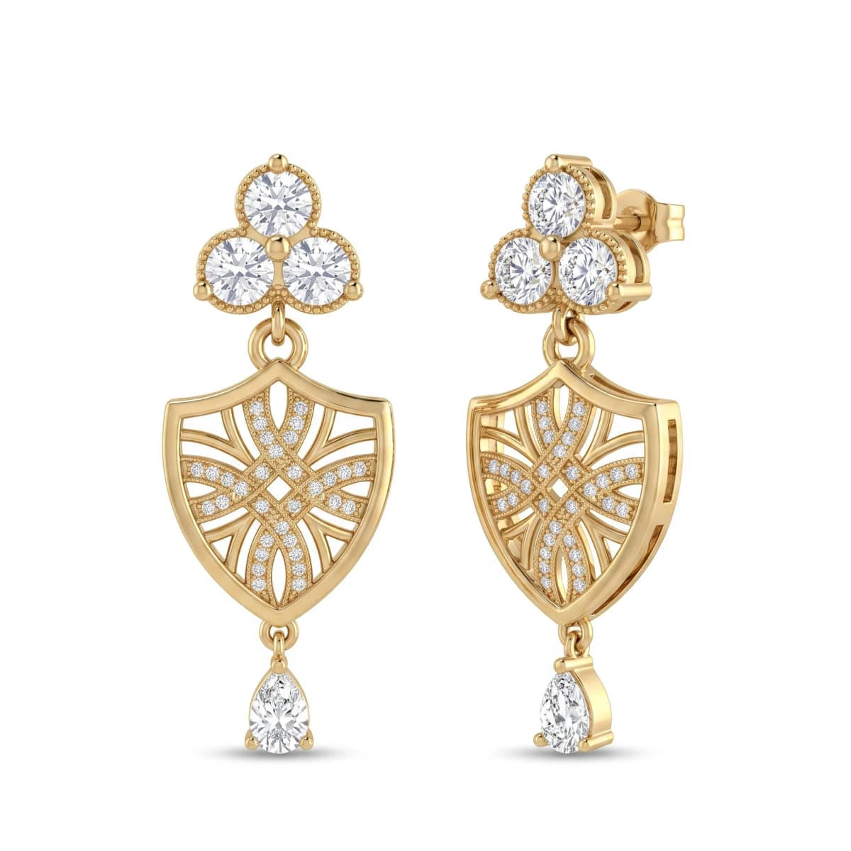 Belaroq Marquise Orbit Ceremony Yellow Gold Zirconia Earrings