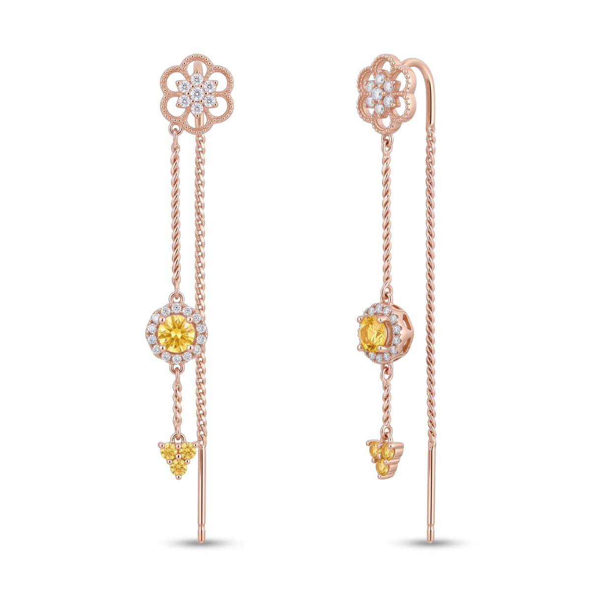 Belaroq Novelle Fleur Atelier Rose Gold Sapphire Earrings