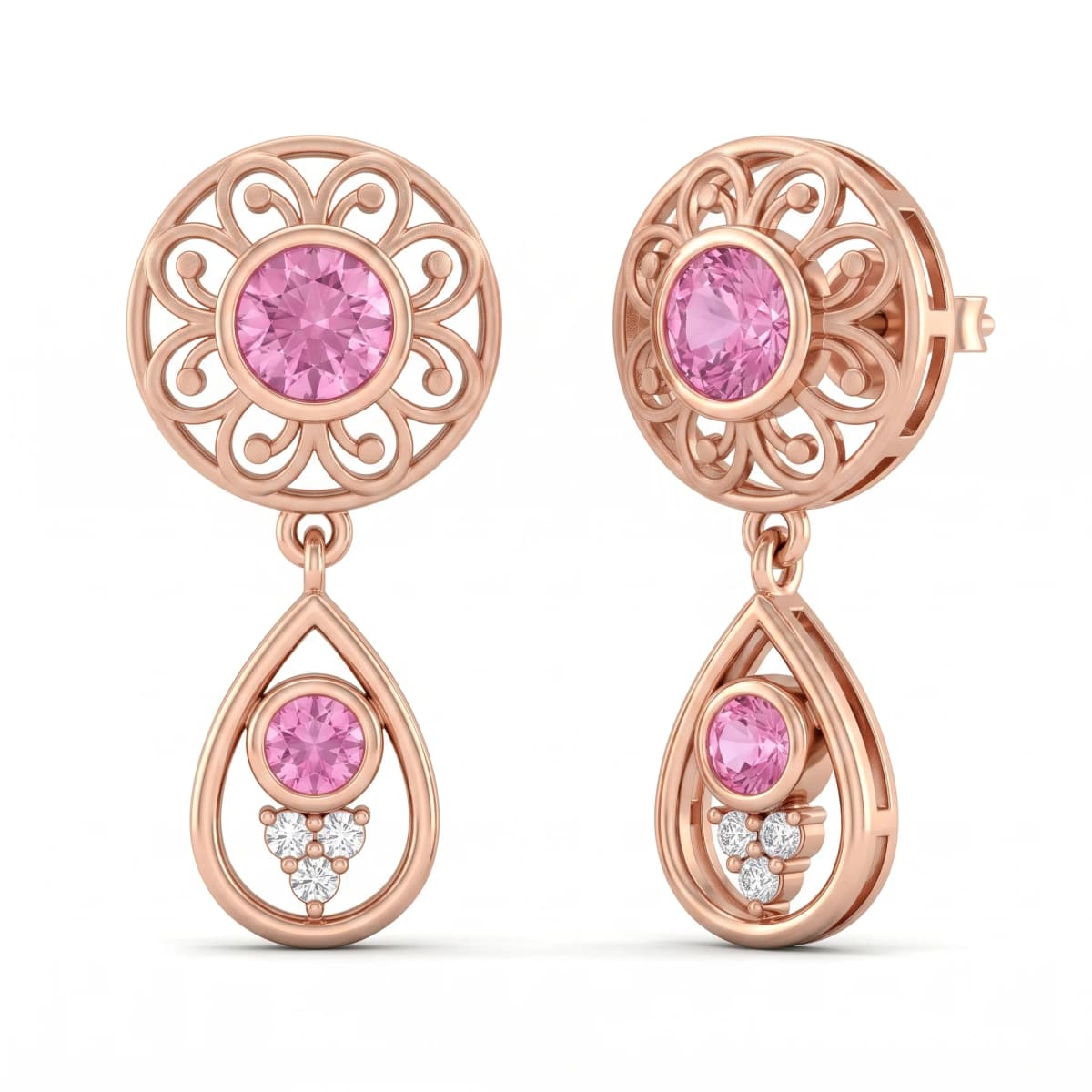 Belaroq Seraphine Compass Luxe Rose Gold Sapphire Earrings