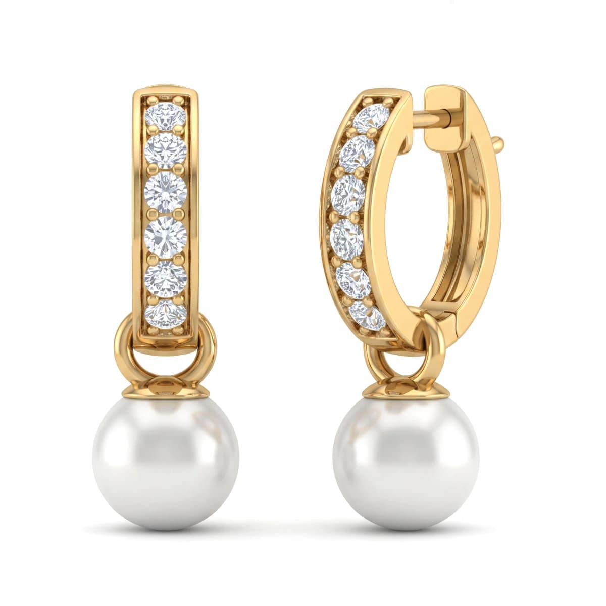 Belaroq Celestia Pearl Velvet Yellow Gold Diamond Earrings
