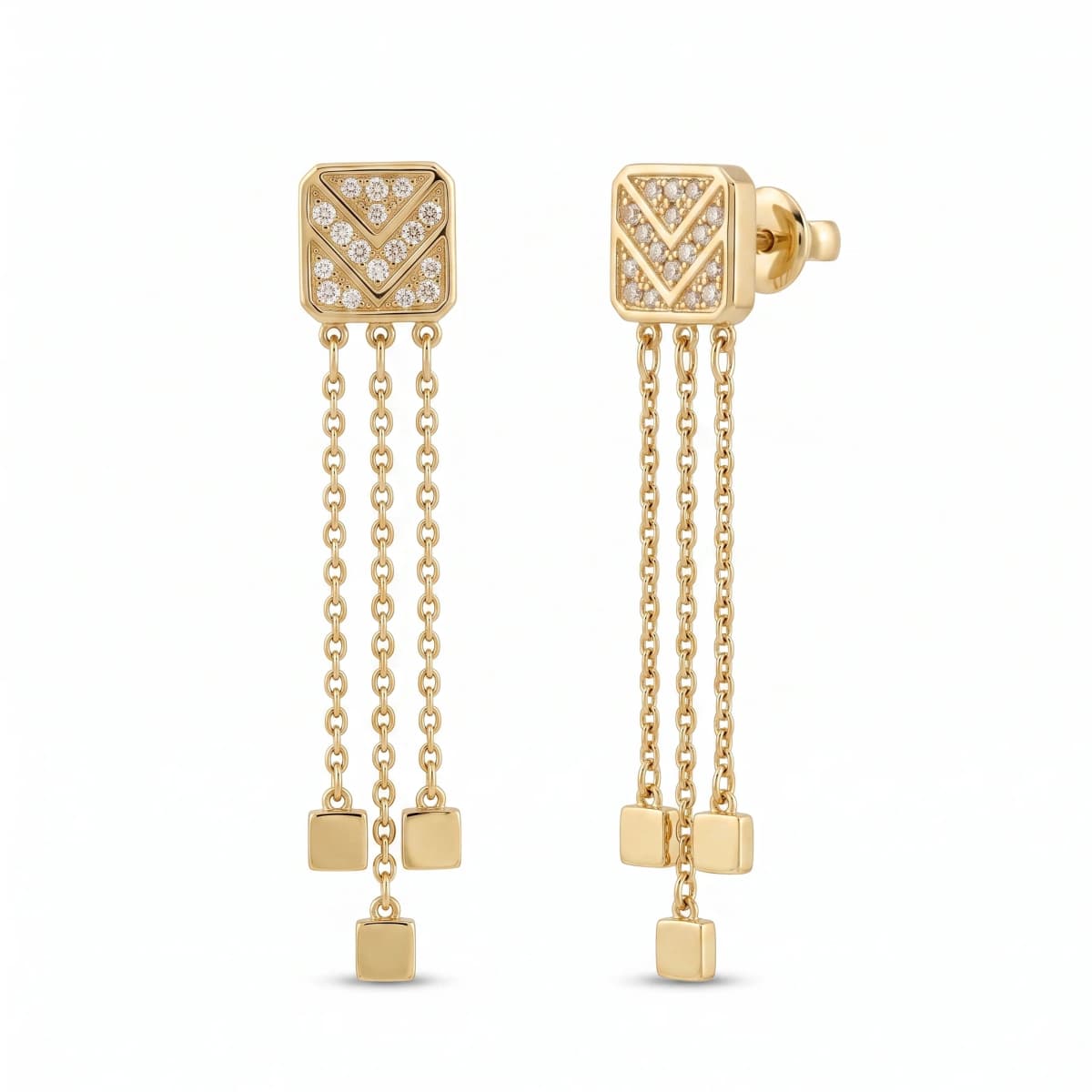 Belaroq Maelle Lace Milgrain Yellow Gold Lab Diamond Earrings
