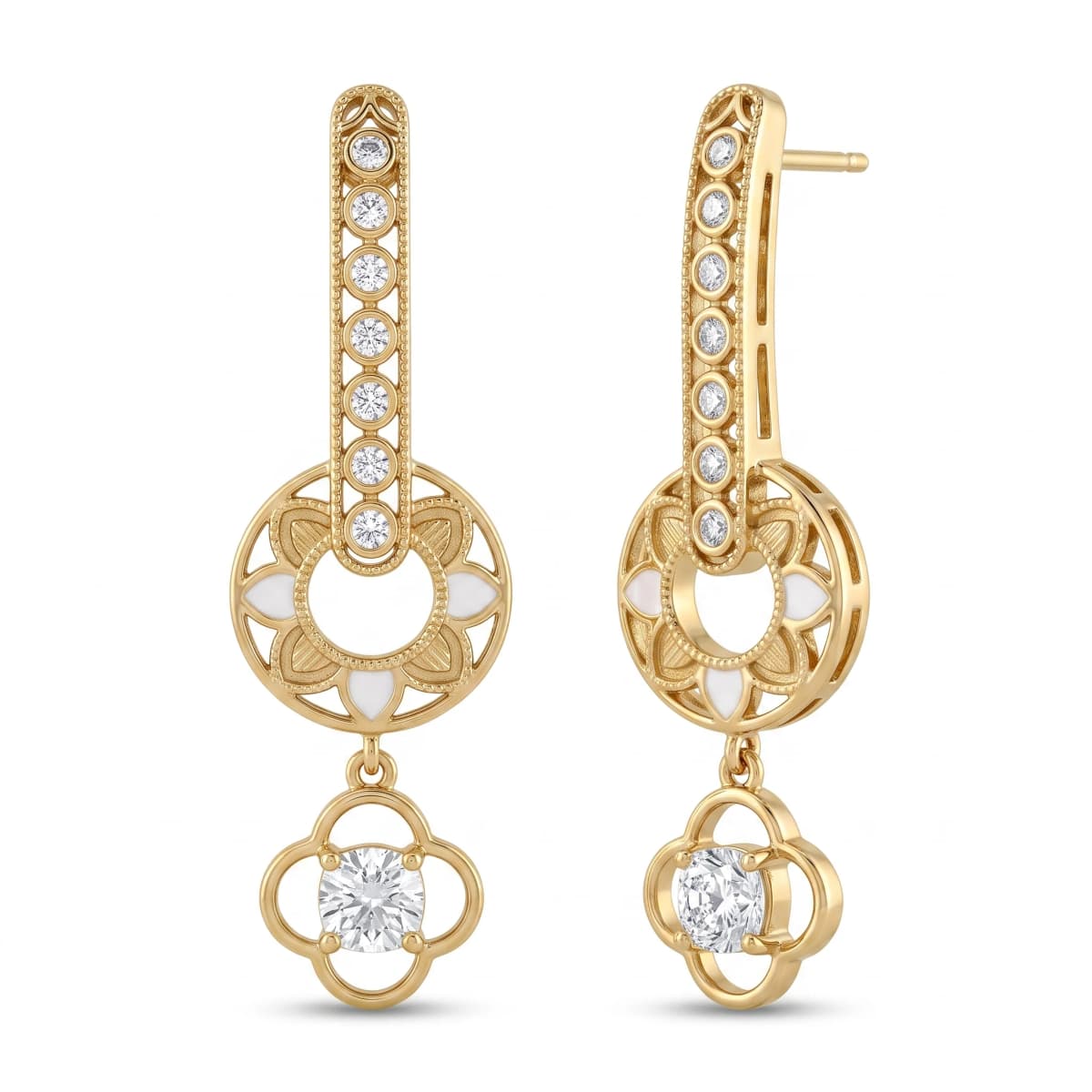 Belaroq Isolde Charm Lattice Yellow Gold Lab Diamond Earrings