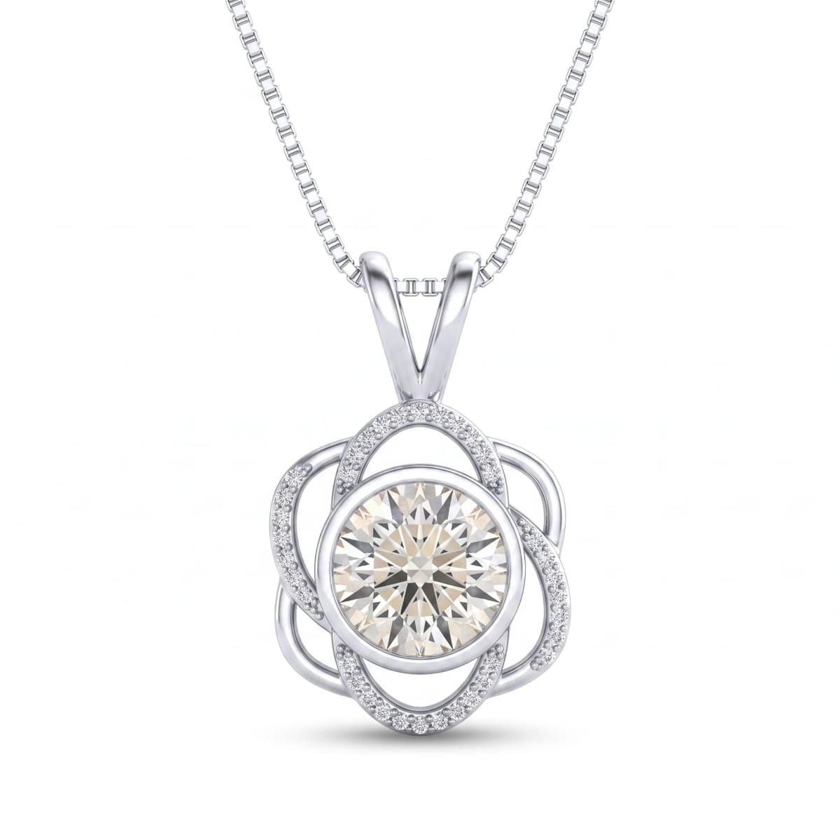 Belaroq Vionne Vine Lattice White Gold Lab Diamond Pendant