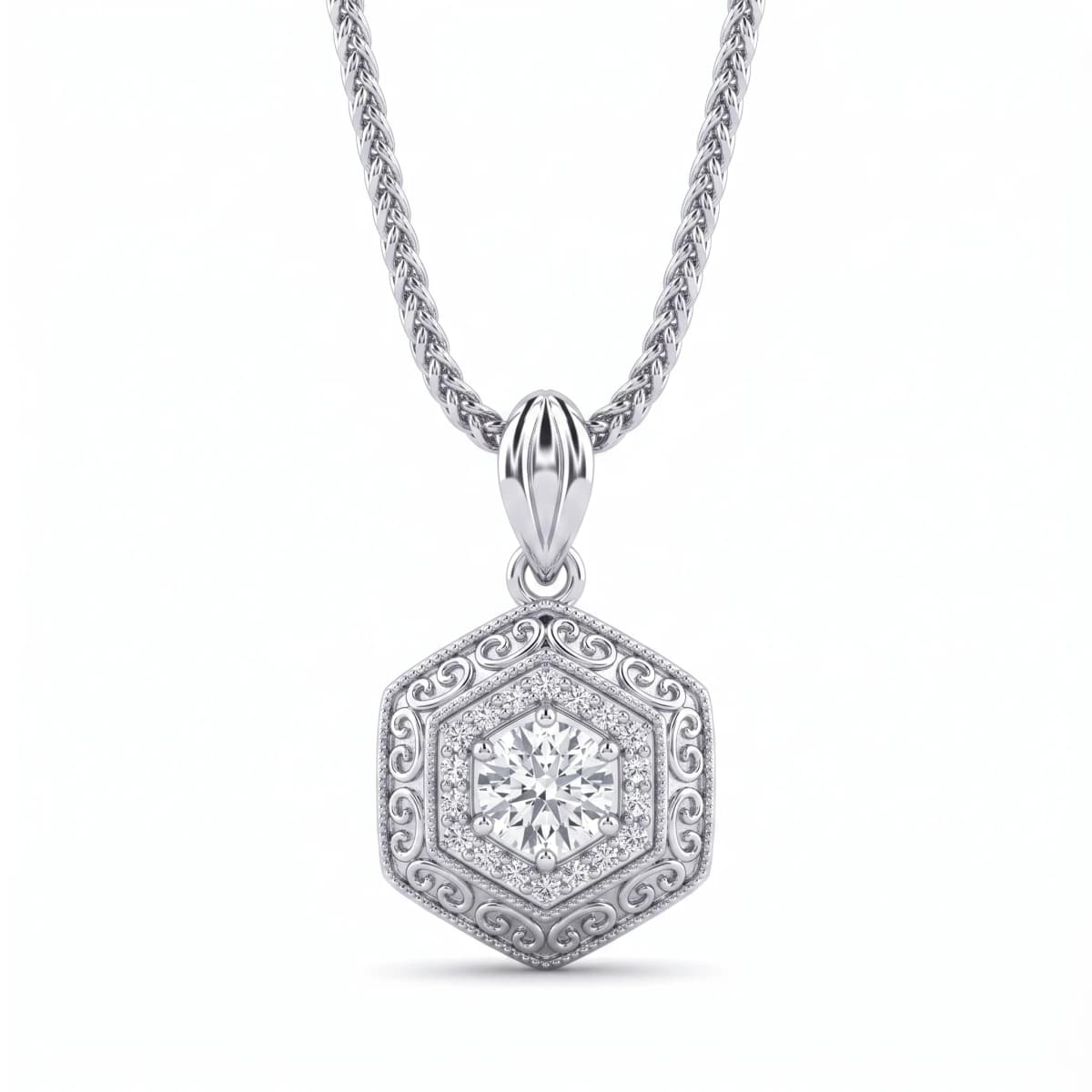 Belaroq Opaline Laurel Arcade White Gold Lab Diamond Pendant