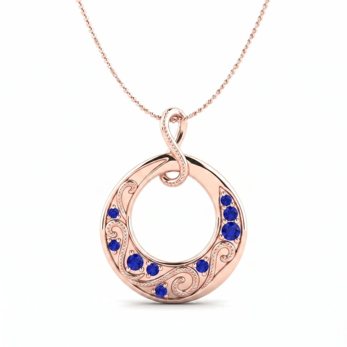 Belaroq Alira Crown Duchess Rose Gold Sapphire Pendant