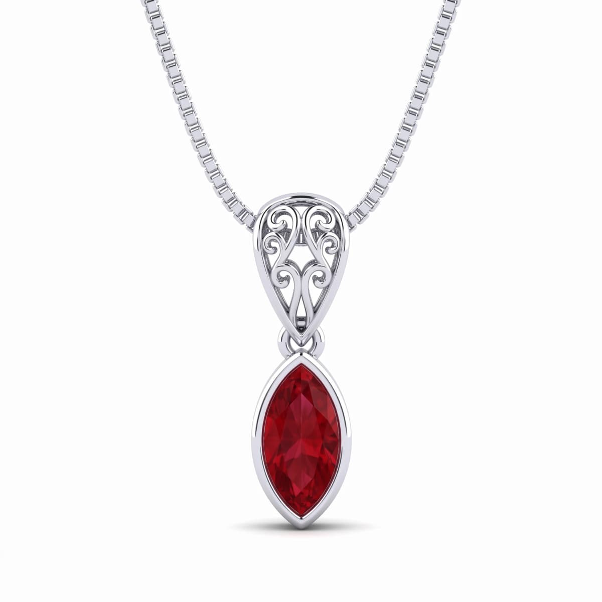 Belaroq Orlena Trefoil Lustre Silver Ruby Pendant
