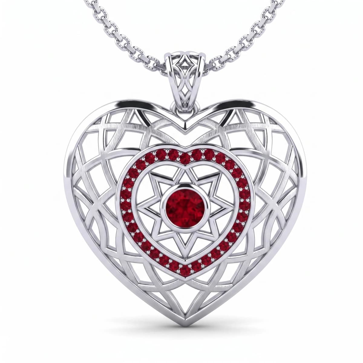 Belaroq Alouette Pave Poise Silver Ruby Pendant