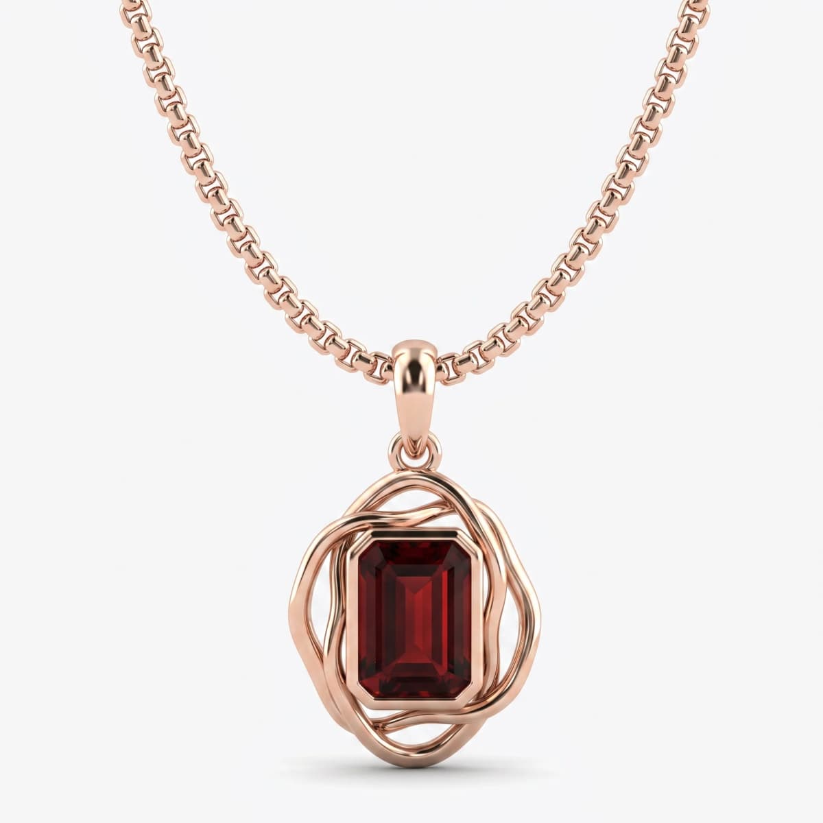 Belaroq Solene Lyric Eclat Rose Gold Garnet Pendant