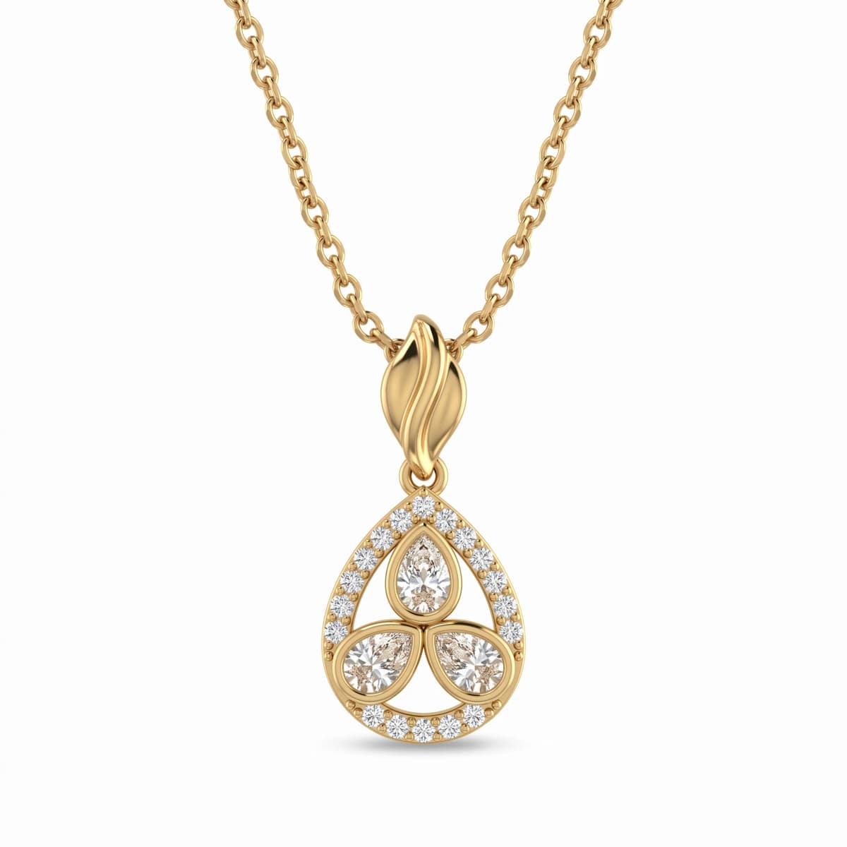 Belaroq Orlena Trefoil Reflet Yellow Gold Diamond Pendant