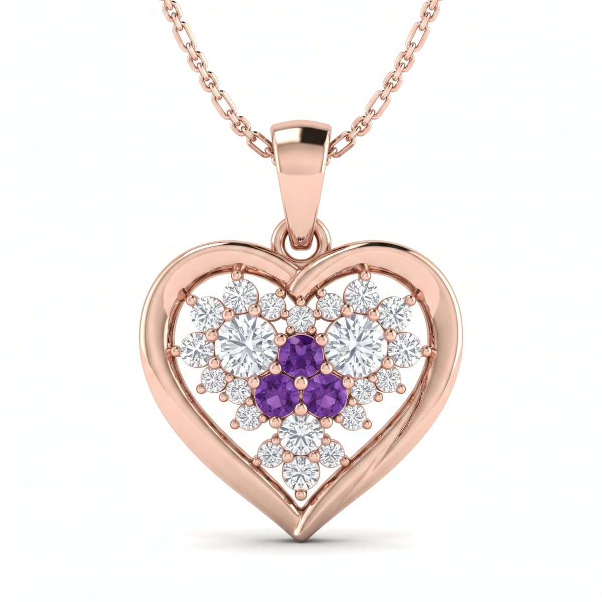 Belaroq Sienna Orbit Ballet Rose Gold Amethyst Pendant