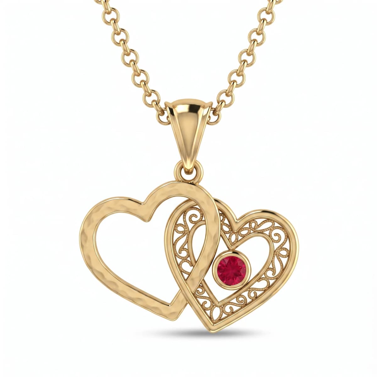 Belaroq Marielle Ribbon Solstice Yellow Gold Ruby Necklace