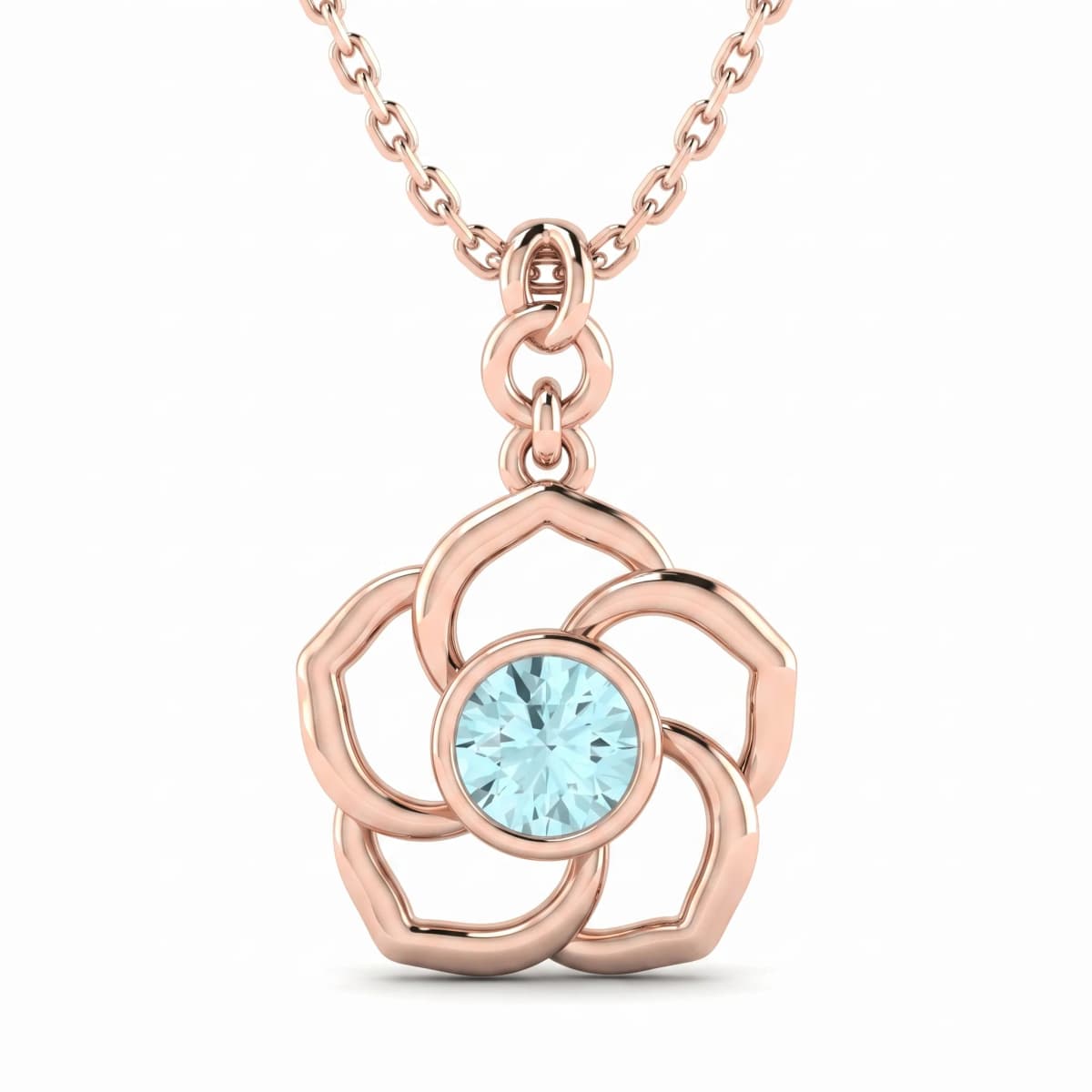 Belaroq Aria Compass Regal Rose Gold Aquamarine Pendant