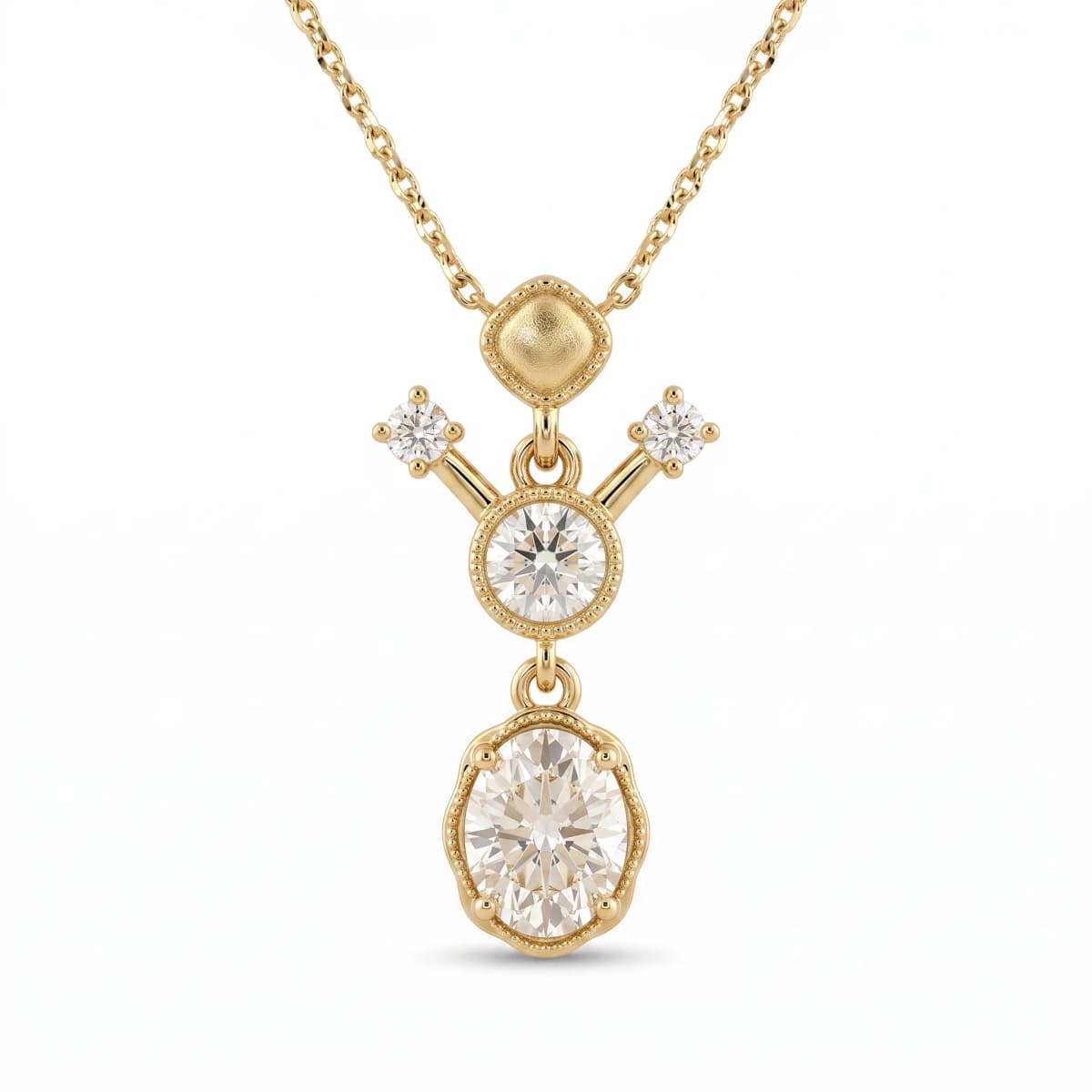 Belaroq Calenne Reed Keepsake Yellow Gold Zirconia Necklace