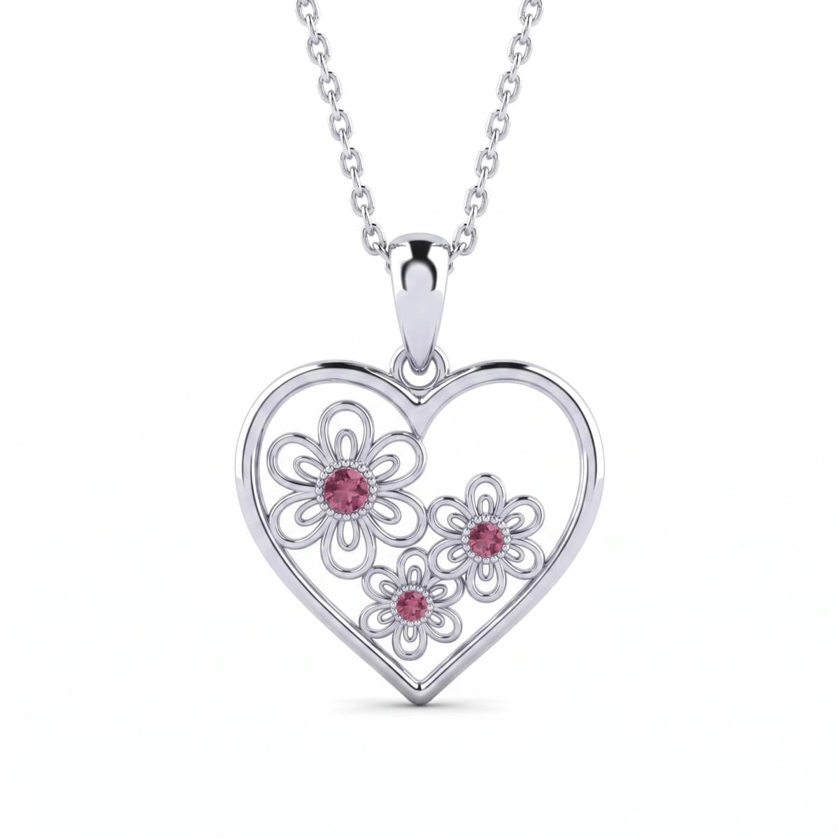 Belaroq Coralie Flora Ballet Silver Garnet Necklace