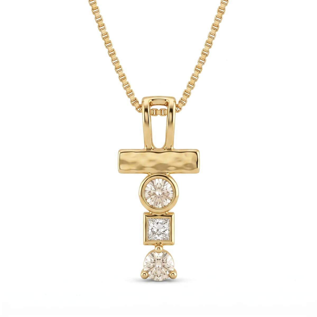 Belaroq Celeste Trellis Milgrain Yellow Gold Diamond Pendant