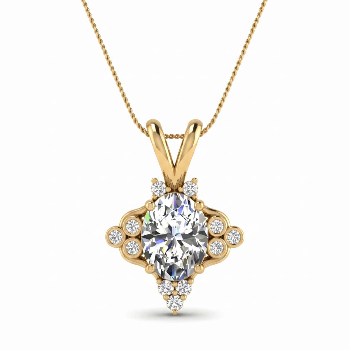 Belaroq Orlena Trefoil Fable Yellow Gold Diamond Pendant
