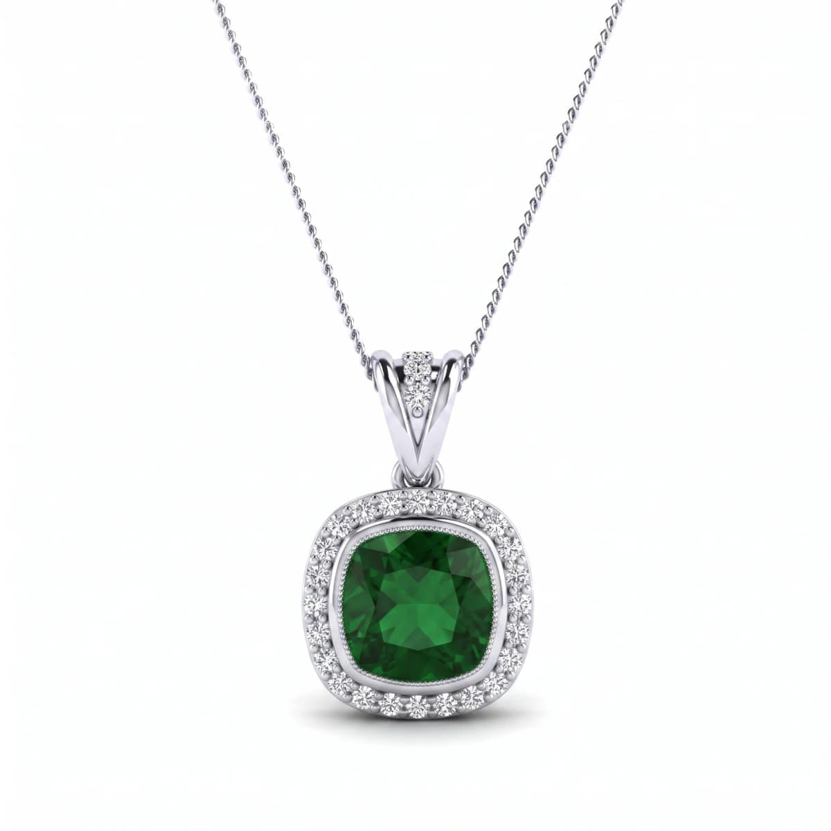 Belaroq Marquise Arc Aurum White Gold Emerald Pendant