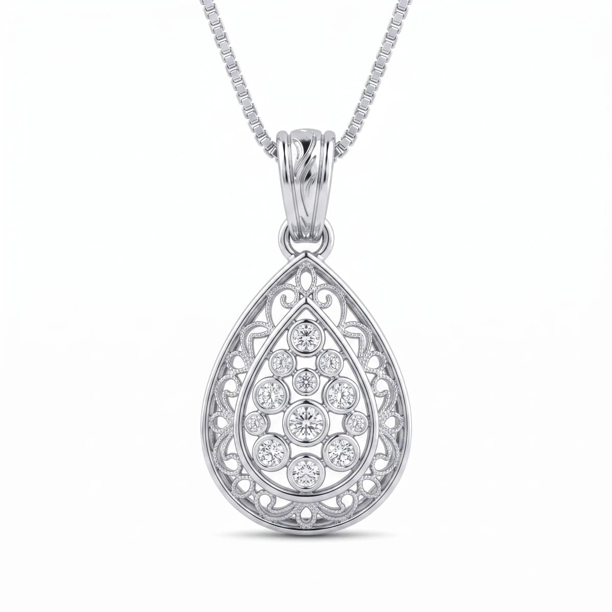 Belaroq Nocturne Petal Court Silver Diamond Necklace