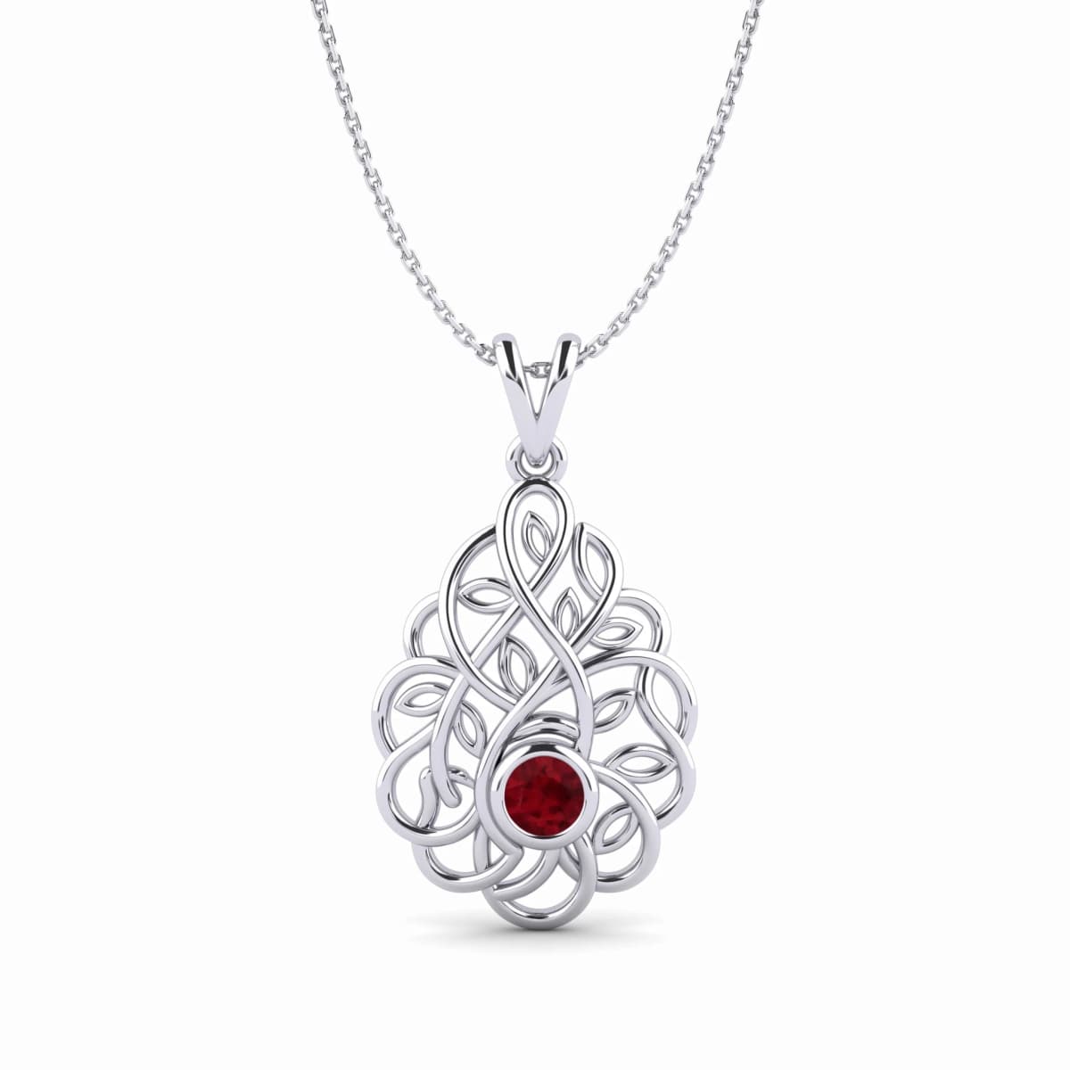 Belaroq Coralie Flora Poise Silver Ruby Pendant
