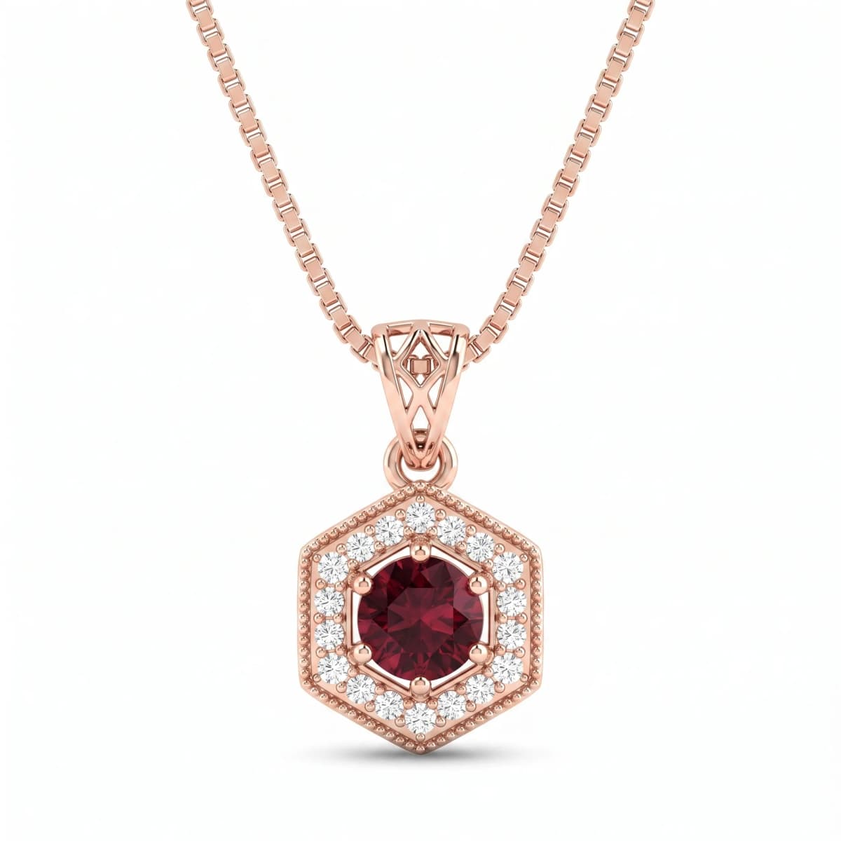 Belaroq Marella Echo Heritage Rose Gold Garnet Pendant