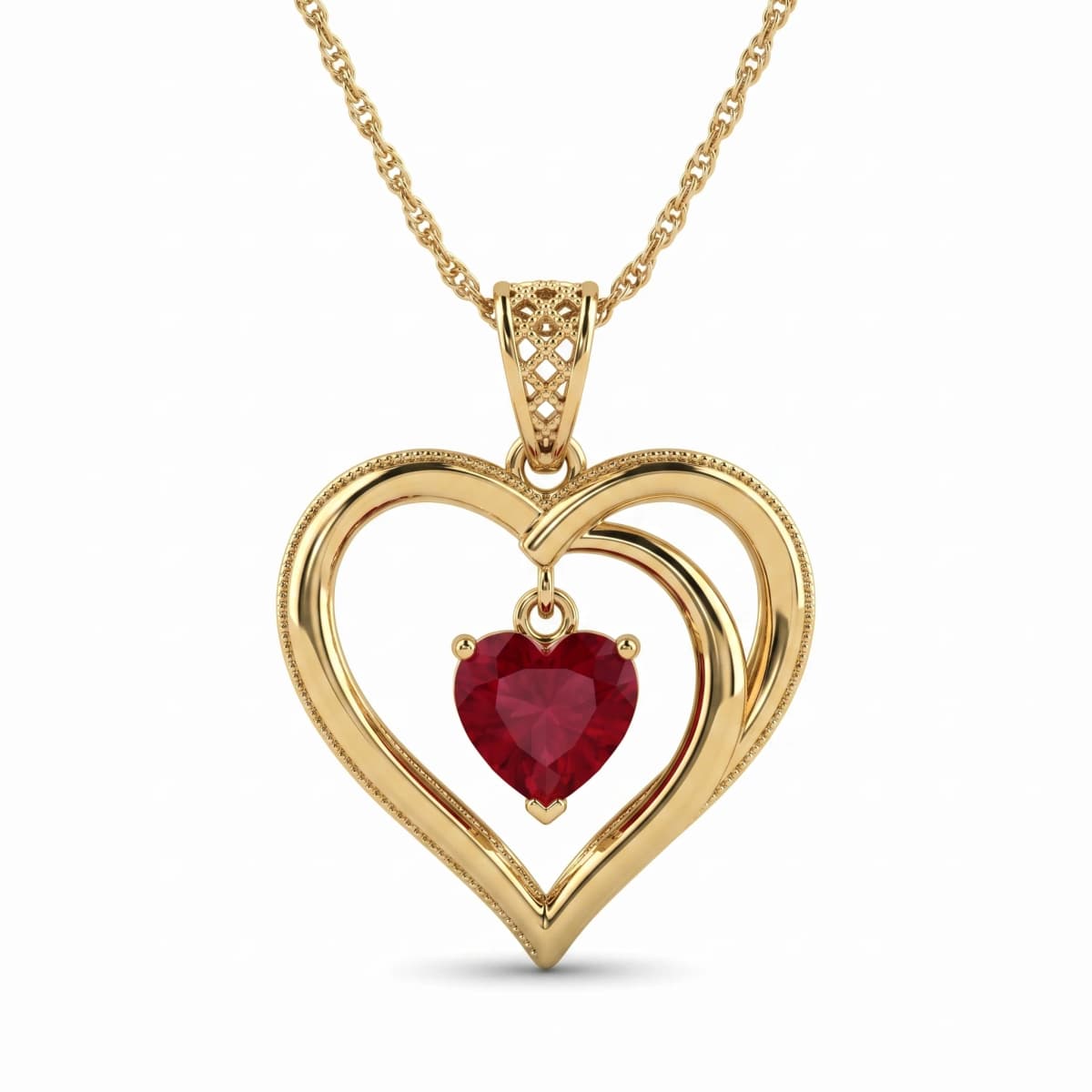 Belaroq Lucienne Breeze Milgrain Yellow Gold Ruby Pendant