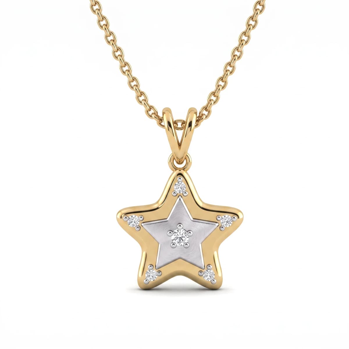 Belaroq Marielle Ribbon Adorn Two Tone Gold Lab Diamond Pendant
