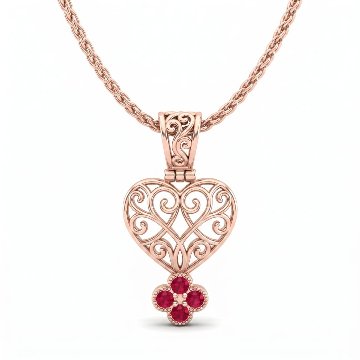 Belaroq Coralie Flora Keepsake Rose Gold Ruby Pendant