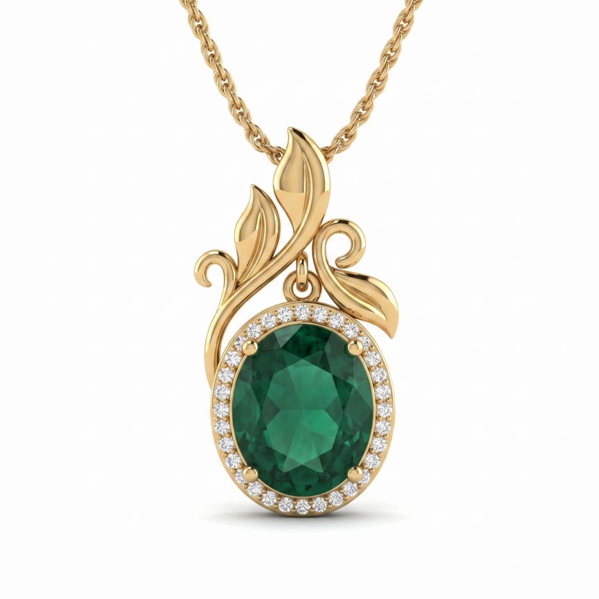 Belaroq Evania Wisp Muse Yellow Gold Emerald Pendant