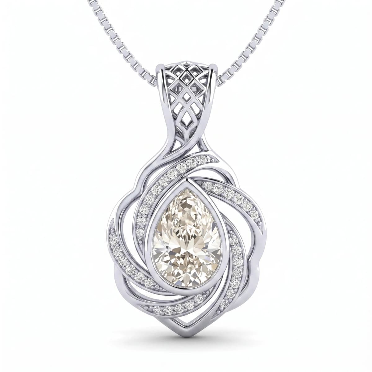 Belaroq Roselle Aster Lattice White Gold Diamond Pendant