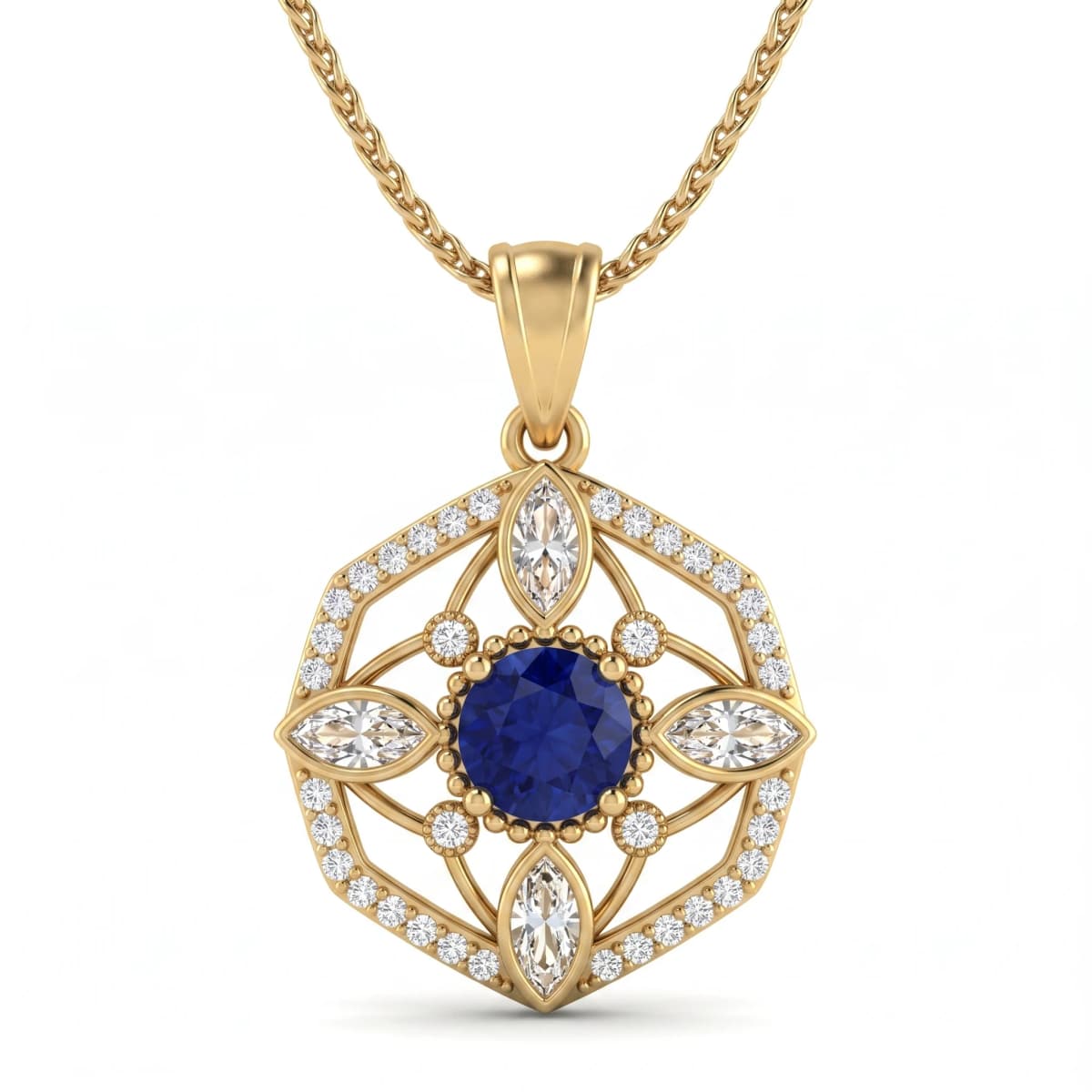 Belaroq Lumina Prism Serein Yellow Gold Sapphire Pendant