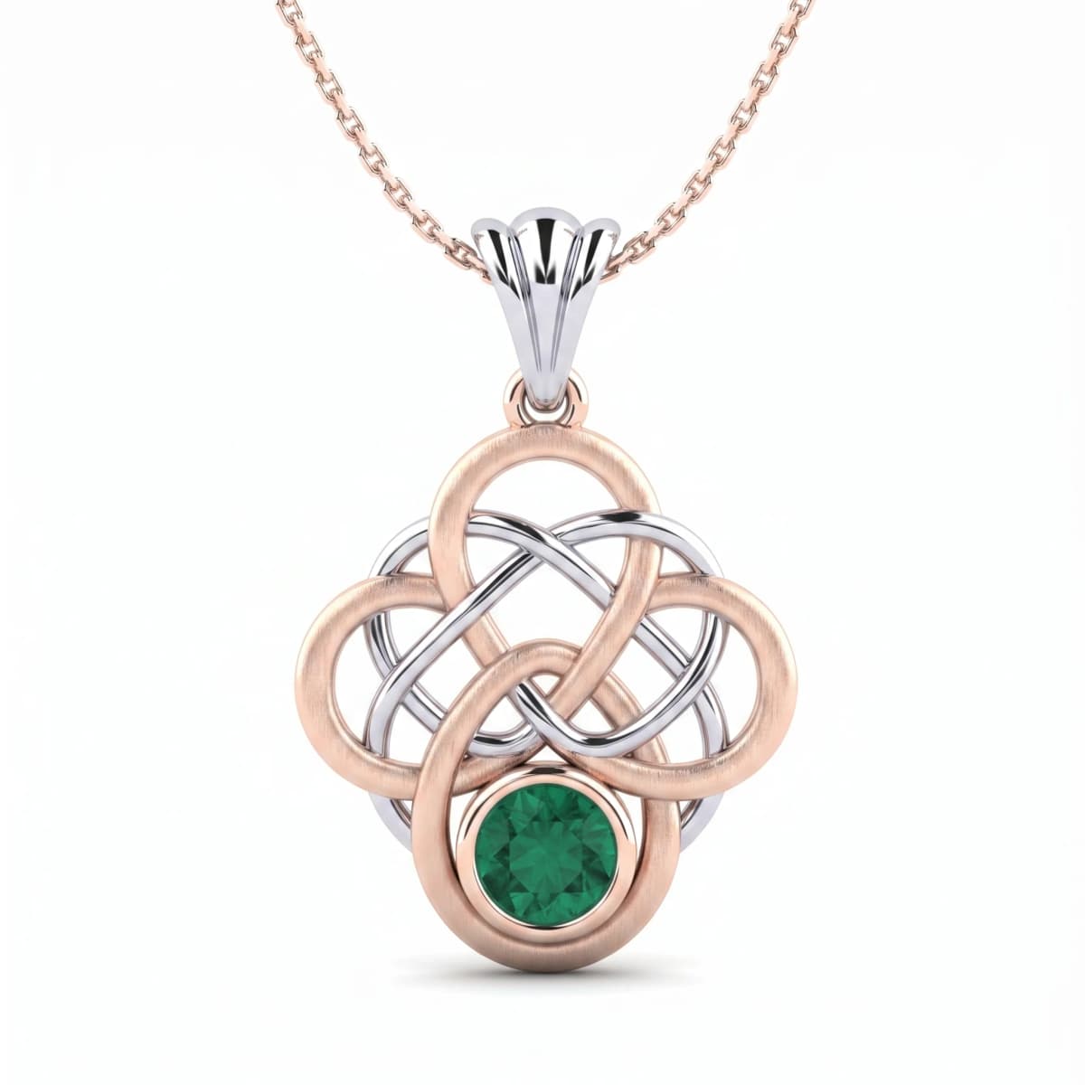 Belaroq Orlena Trefoil Atelier Two Tone Gold Emerald Pendant
